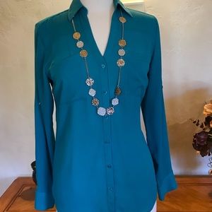 Express Portofino top in Teal, size medium